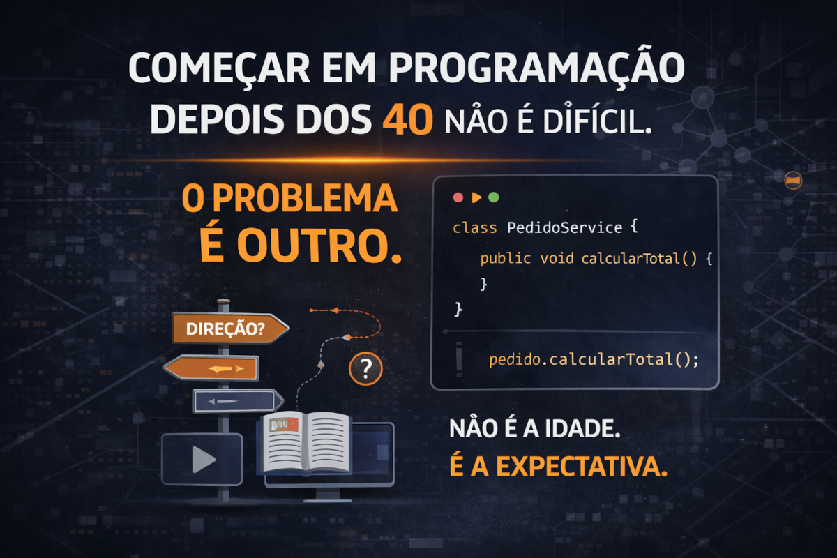 Capa do artigo: Começar em programação do zero depois dos 40